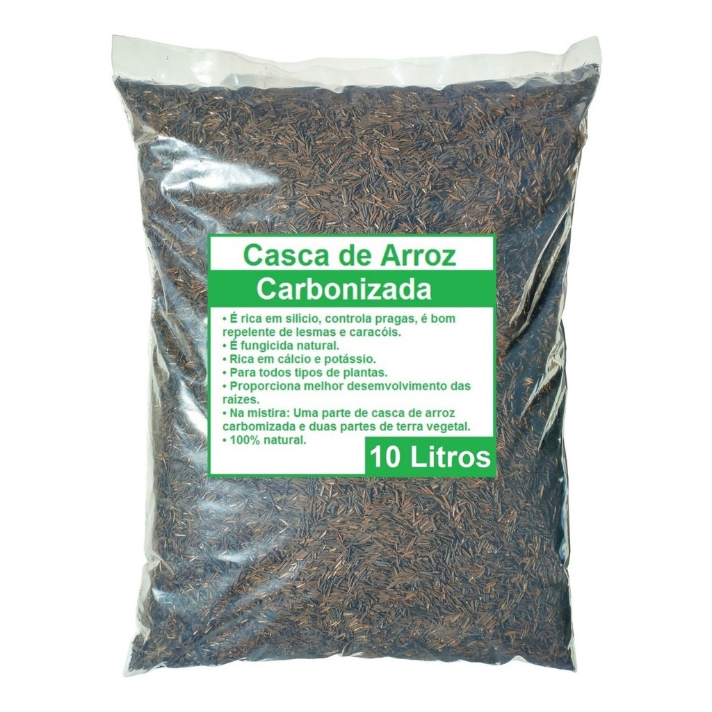 10 Litros Casca De Arroz Carbonizada Para Suculentas Cactos