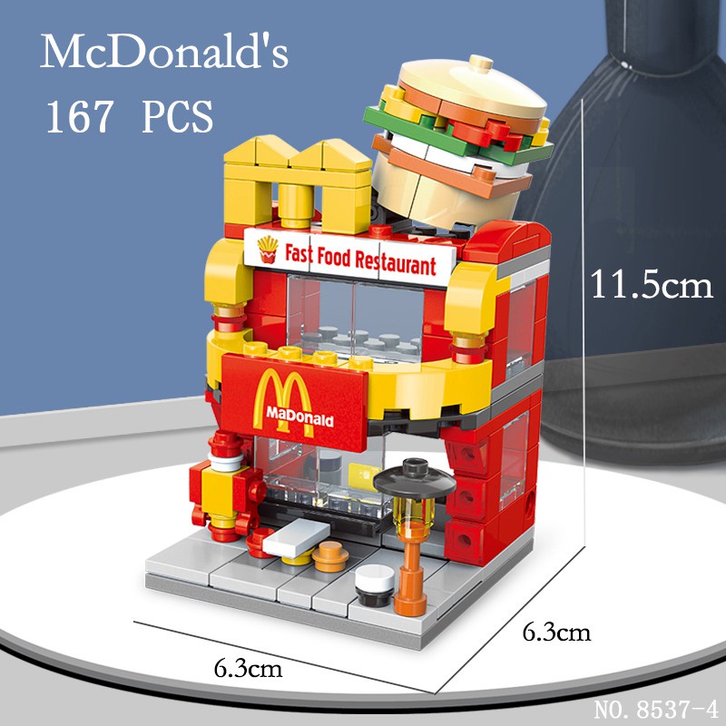 Lego Building Lego Mcdonalds Moc Aconchega』City Street View Building Blocks  McDonald's House 208