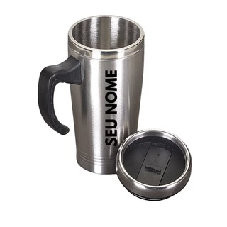 Caneca Térmica Personalizada com Nome 450ml - Inox - cerveja, água e chá