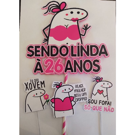 Topo De Bolo Flork Meme Bento Cake Topper dou uma surtada em