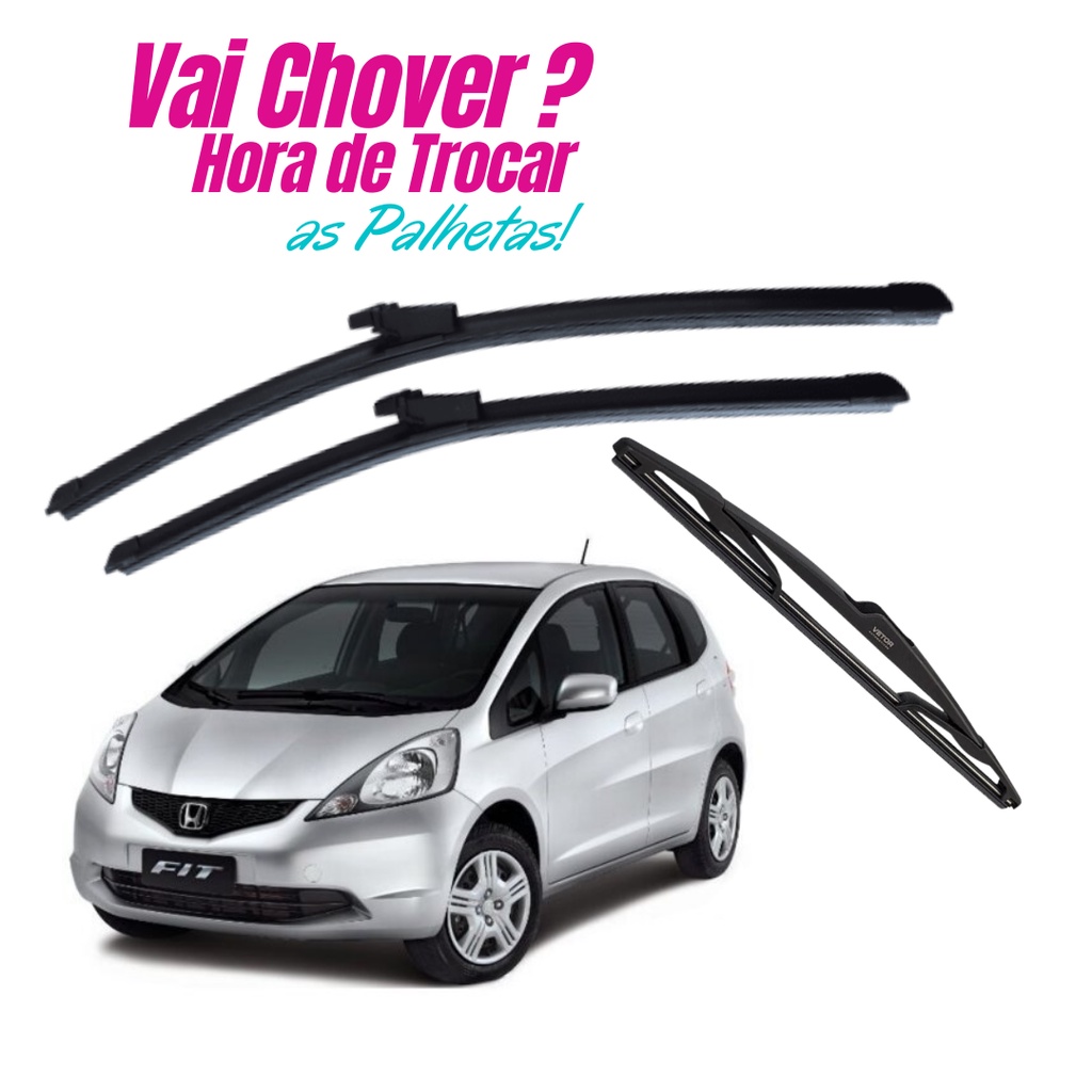 Kit 3 Palhetas Limpador Honda New Fit 2009 2010 2011 2012 2013 2014 PROMOÇÃO SHOPEE