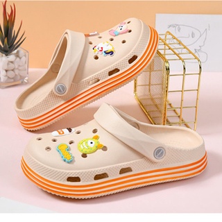 Ins Onda Fofo Buraco Sapatos Femininos De Verão Estudantes Vestir Sandálias De Praia Interior E Exterior