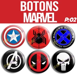 Kit até 15 Botons Bottons Broche Heróis Marvel OS VINGADORES - X MEN - SHILD - SWORD HOMEM ARANHA HOMEM DE FERRO DEADPOOL PANTERA NEGRA ( Botton Marvel ) - Pin Broche Alfinete