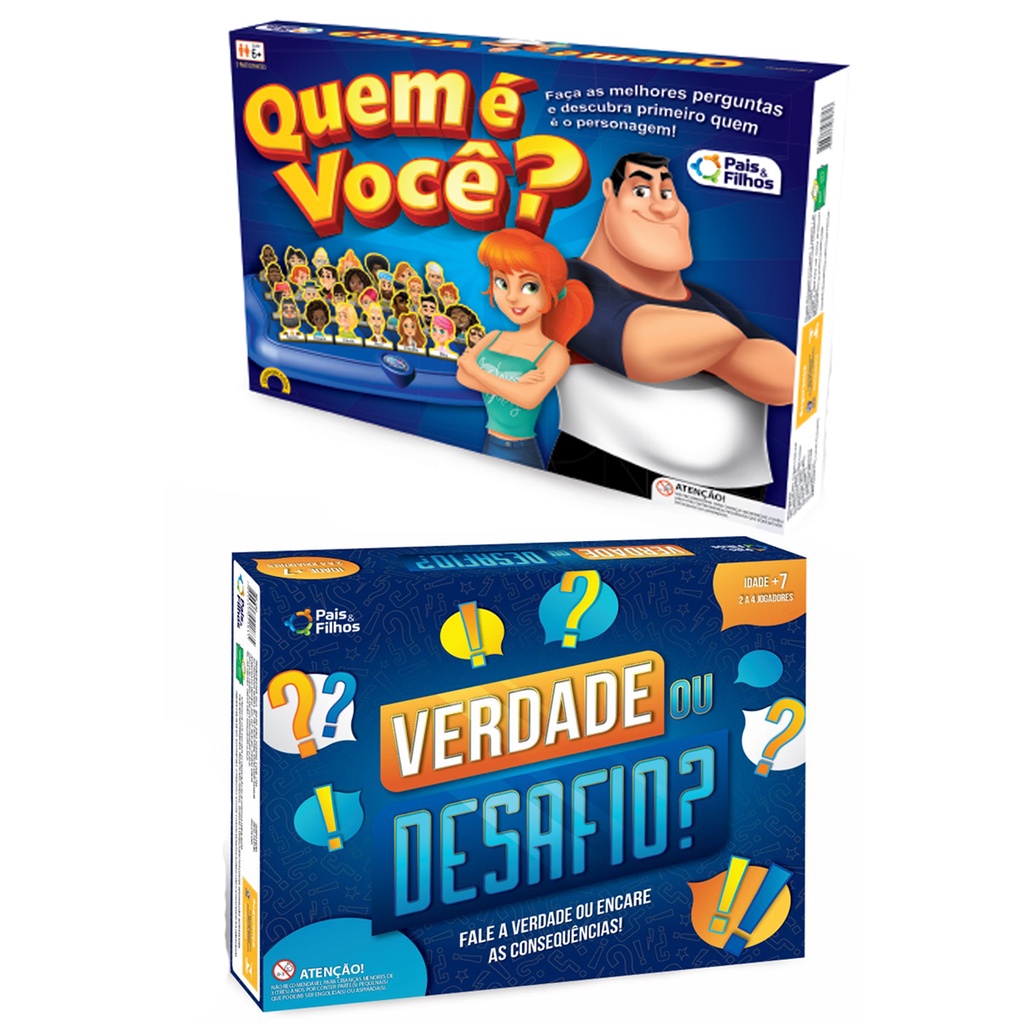 Jogo Quem é Voce Top Line cara a cara + Jogo de Perguntas Verdade ou Desafio  Pais e Filhos | Shopee Brasil