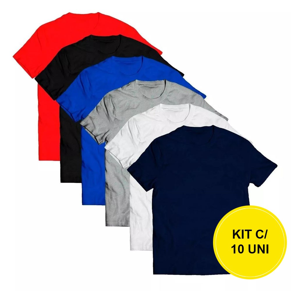 Kit Combo 10 Camisetas Lisas Básicas Slimm Ótimas Para Estampar Silk Camisetas de Alta Qualidade 100% Algodão Malha Leve e Confortável Monte Seu Kit Com Suas Cores