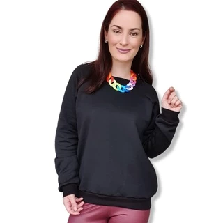 Blusa Frio Moletom Básico Moda Feminina Liso Sem Estampa Adulto Preto Cinza Atacado