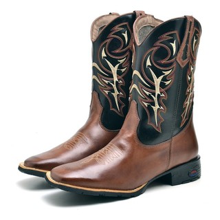 Bota Country Texana Masculina Bordada Cano Alto