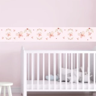 Kit 2 Faixa Adesivo Decorativa Infantil Borboleta Menina Rosa Bebê Quarto