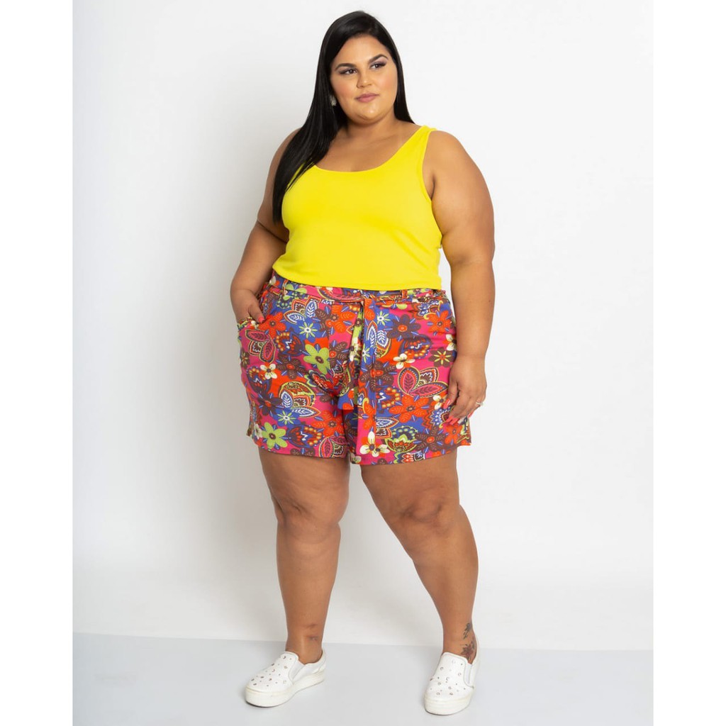 Short Jeans Plus Size Feminino Com Lycra Moda Plus 46/54