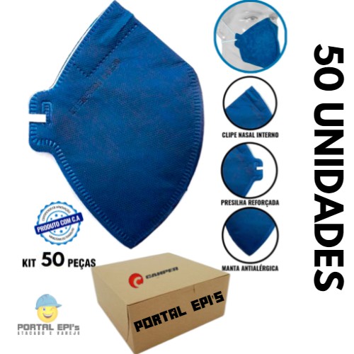 Máscara N95 PFF2 kit com 50 unidades Equivalente a N95 Sem Válvula