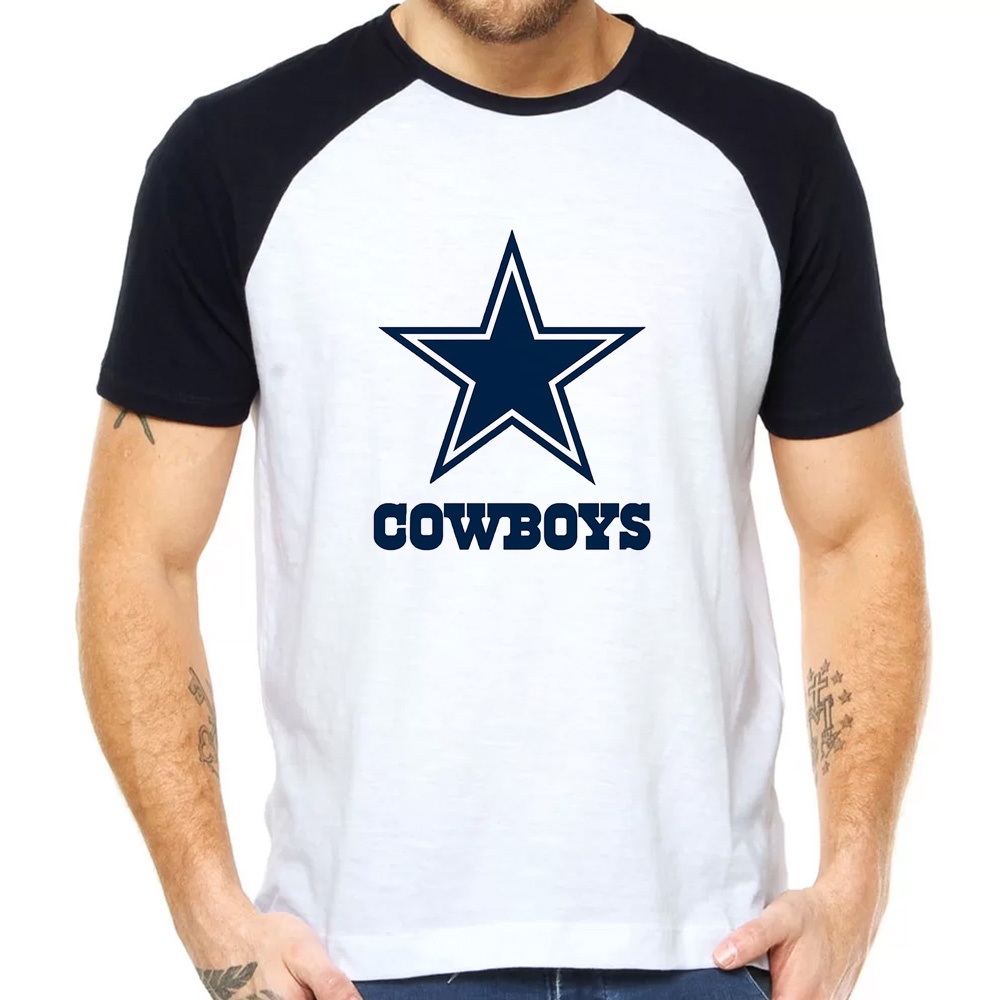 Camisa Raglan Dallas Cowboys Futebol Americano Nfl