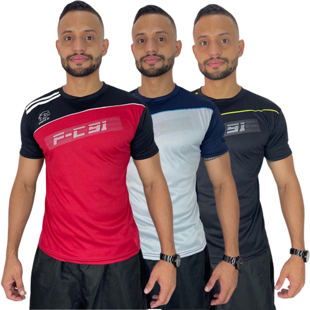 Kit 2 Camisas Masculina Manga Curta Dry Fit Camisa Fitness Treino