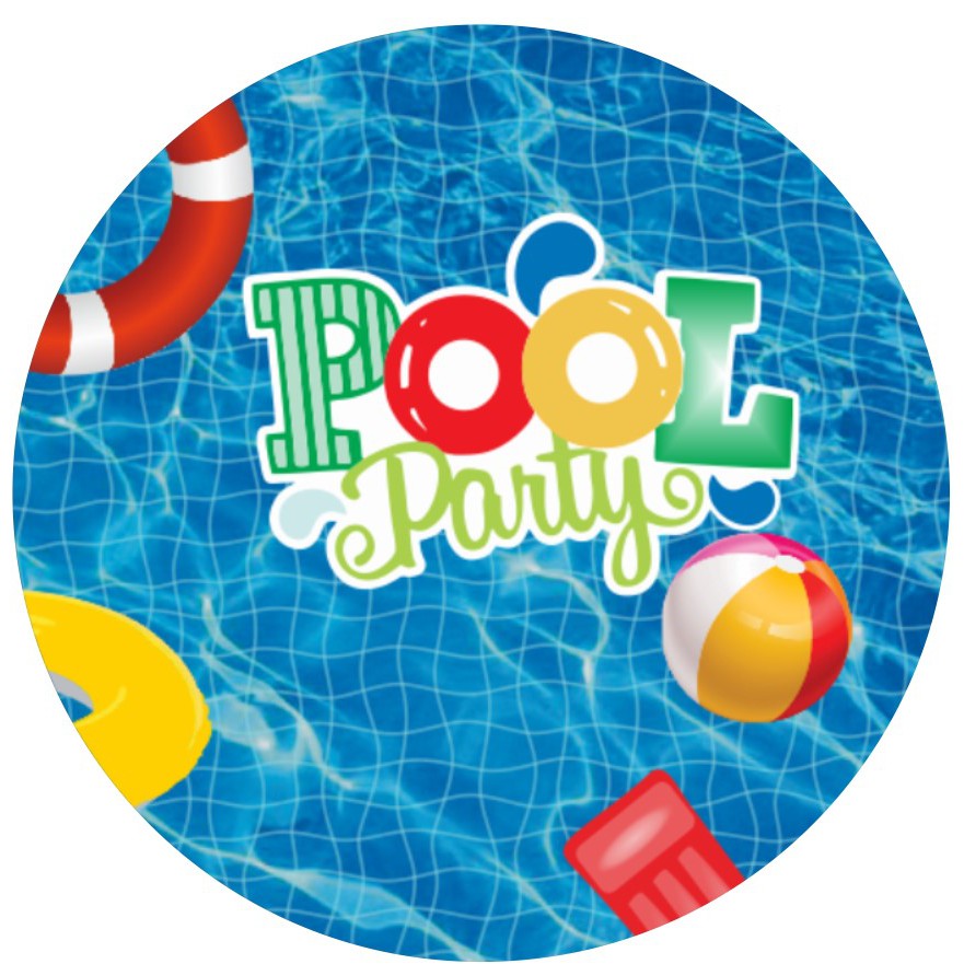 Painel redondo sublimado tecido tema Pool Party 1,50 m x 1,50 m com ...