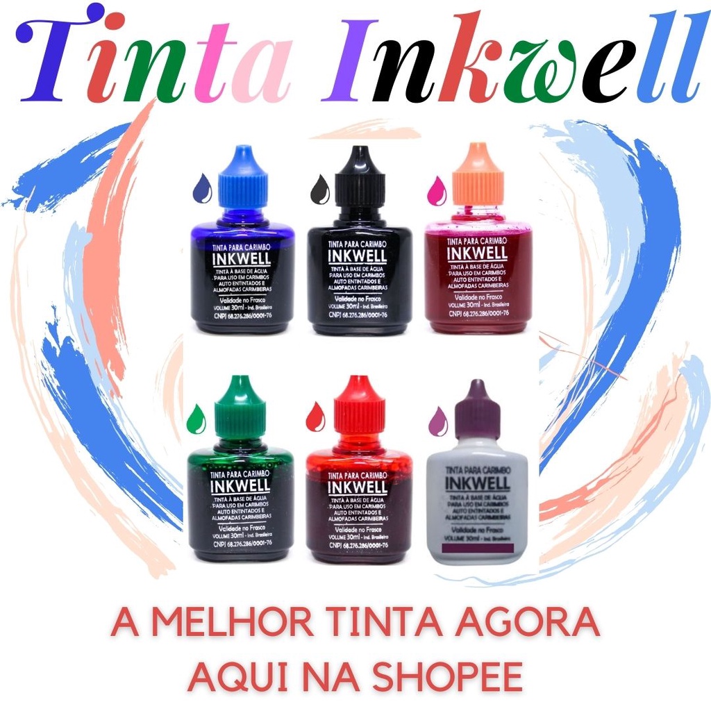 Tinta para carimbos automáticos e carimbeiras de madeira 30 ml Inkwell ...