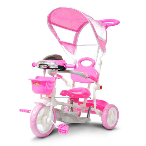Motoca Colorida Com Haste Direcional Triciclo Infantil Pink