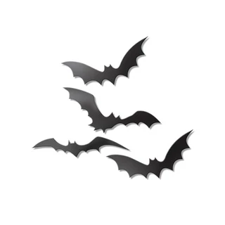Kit 04 unidades morcego de plastico halloween festa decoração terror medo parede adesivo