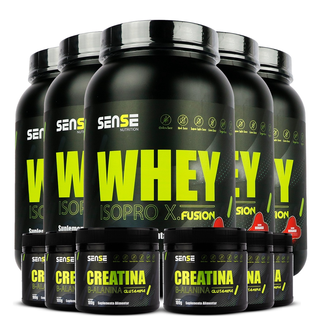 5 whey protein 900g + 6 creatinas – Sense