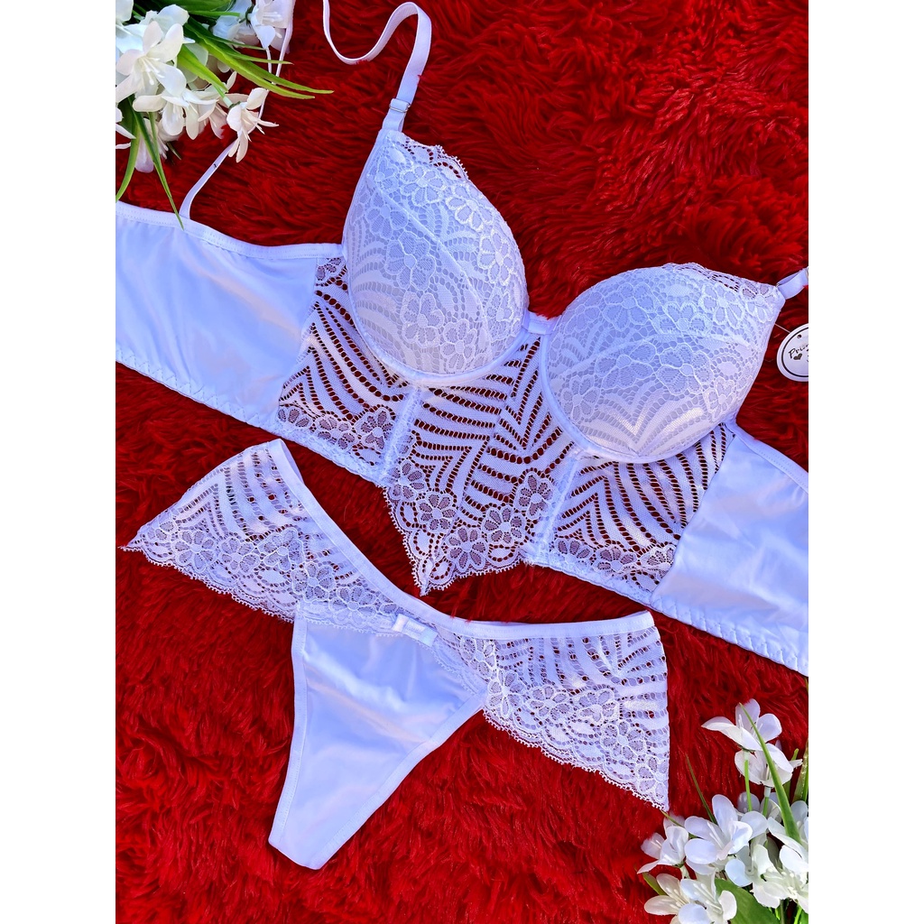 Corpete Fio Duplo Conjunto Lingerie Renda Lan amento