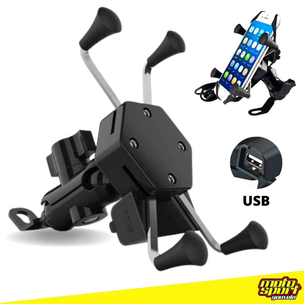 Suporte Celular Moto Com Carregador USB Universal Motoboy Garra X ...