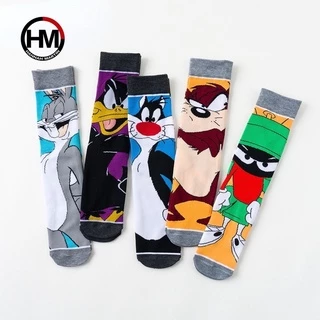 Kit 5 Pares Meias de algodão de desenho animado fofa moda unissex
