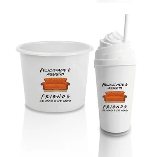 Kit Cinema (Copo Chantilly + Balde de Pipoca FRIENDS FELICIDADE )