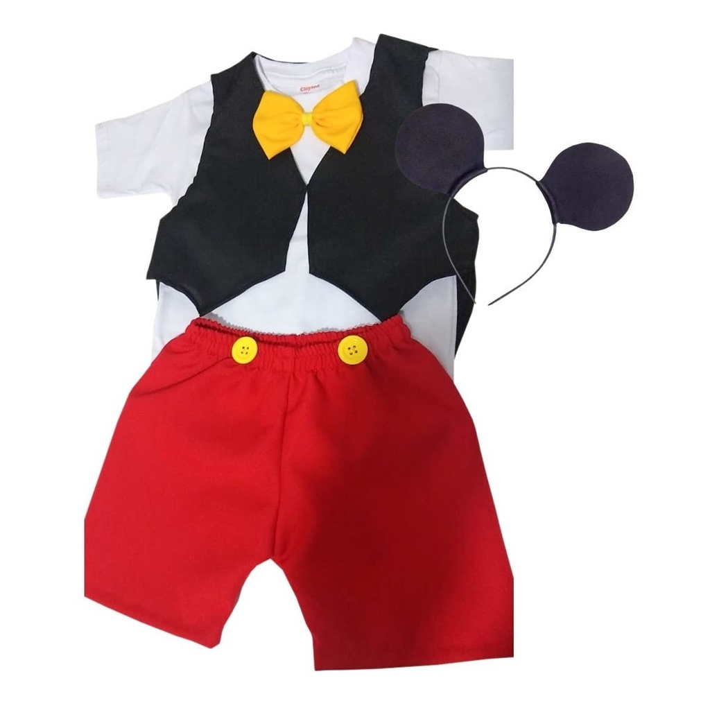 Fantasia Infantil Mickey Menino C/ Orelhinhas Natal Carnaval