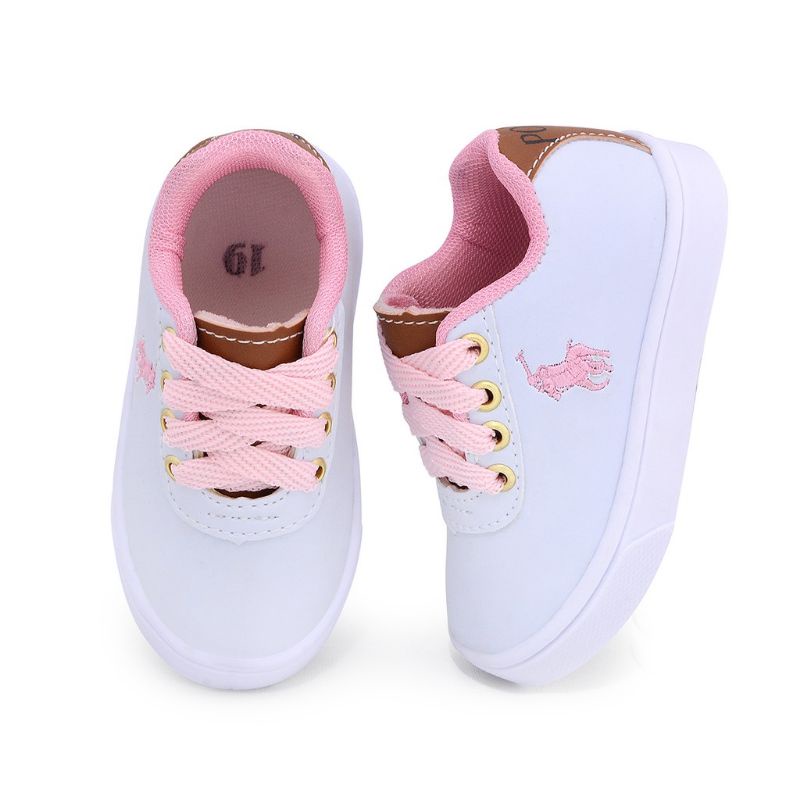 Tenis polo feminino branco e sale rosa