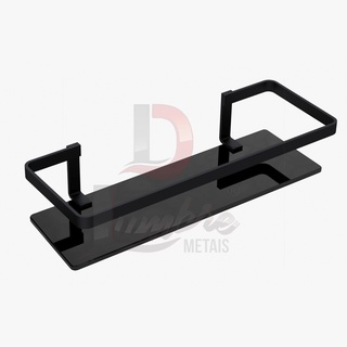 Porta Shampoo Retangular Exclusivo Vidro Preto Fosco Luxo 30cm