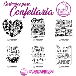 Carimbo para Embalagens Sacola Kraft para Confeitaria / Cozinha - 4cm x 4 cm aprox.