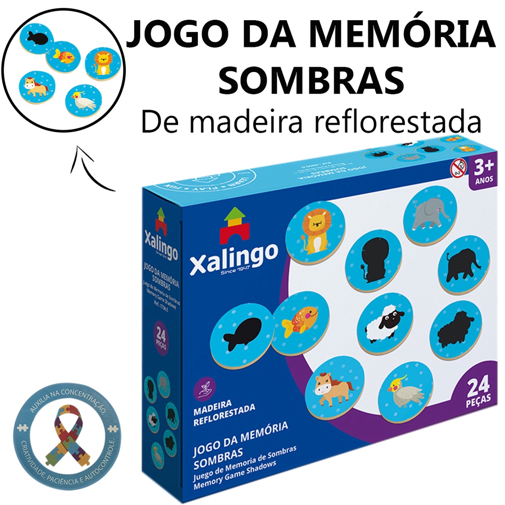 Jogo de Memória – Sombras – 24 Peças – Xalingo - RioMar Recife Online