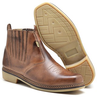 Botina Bota Country Rodeio Texana Couro Bovino Legitimo Solado Borracha Latex Anti Derrapante Pronta Entrega Tamanhos Especiais 33 ao 47
