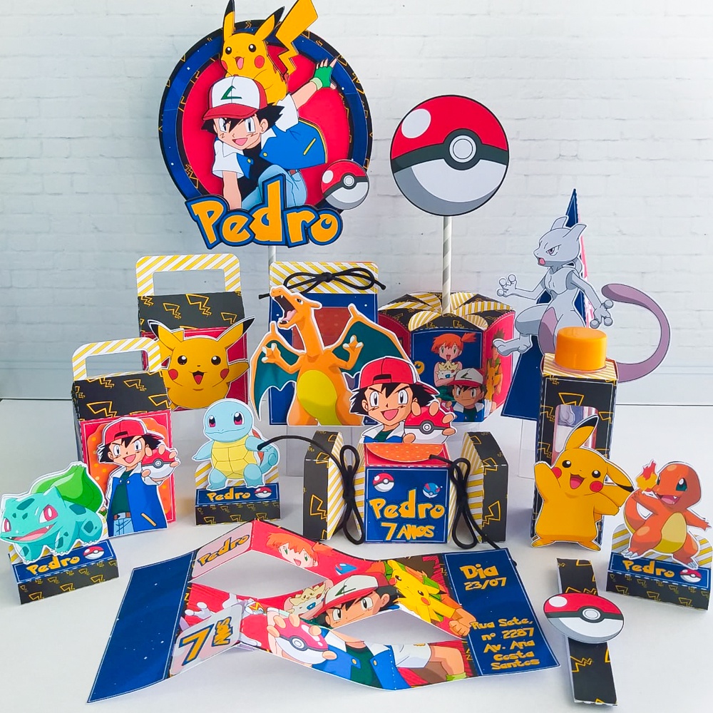 lembrancinhas caixinhas personalizada kit festa Pokemon