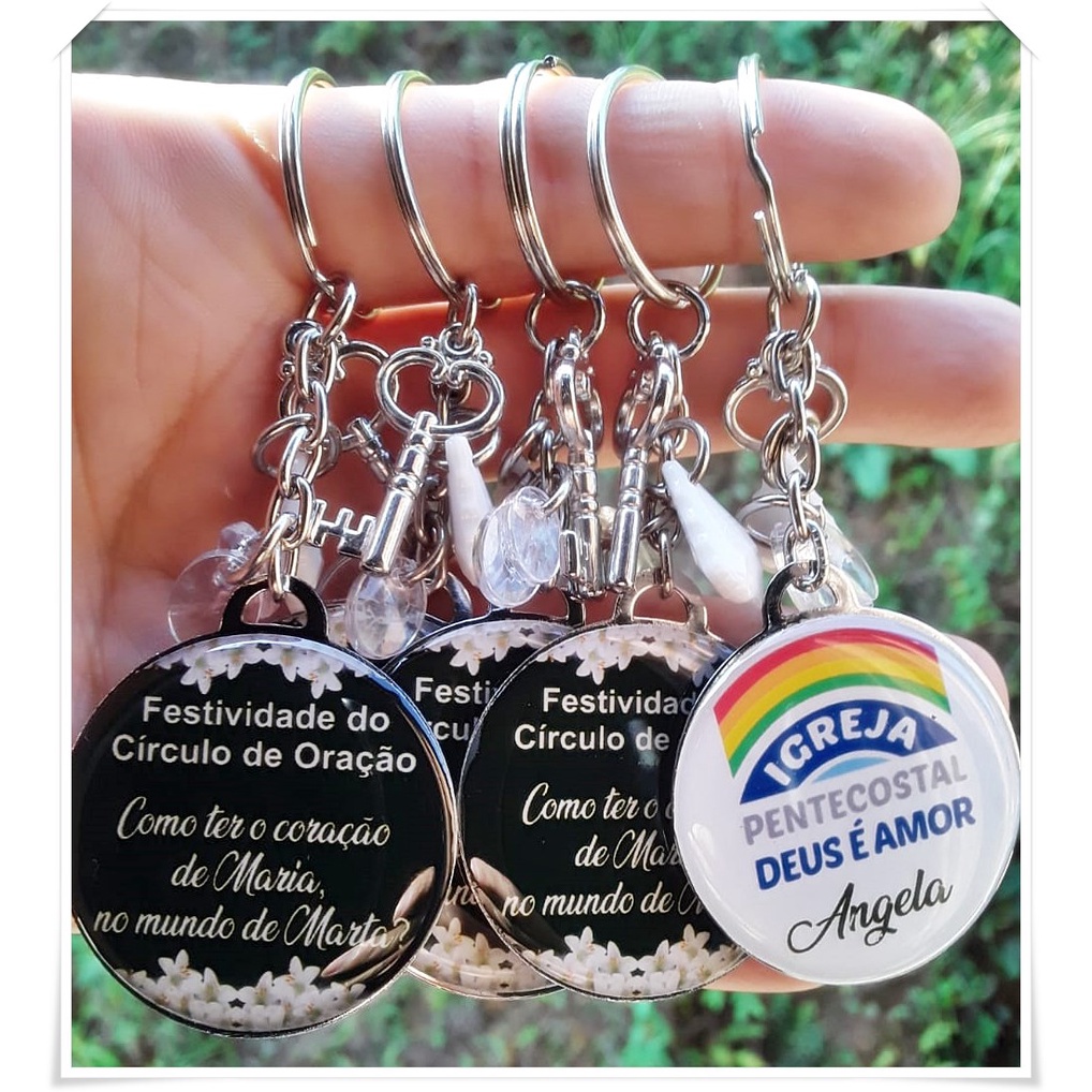 10 Chaveiros Personalizados Frente e Verso/ lembrancinha para igreja ...