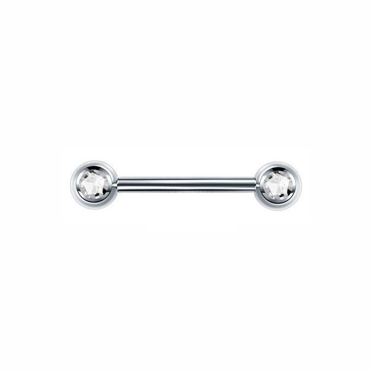 Piercing Mamilo Barbell Com pedra em zirconia aço cirúrgico