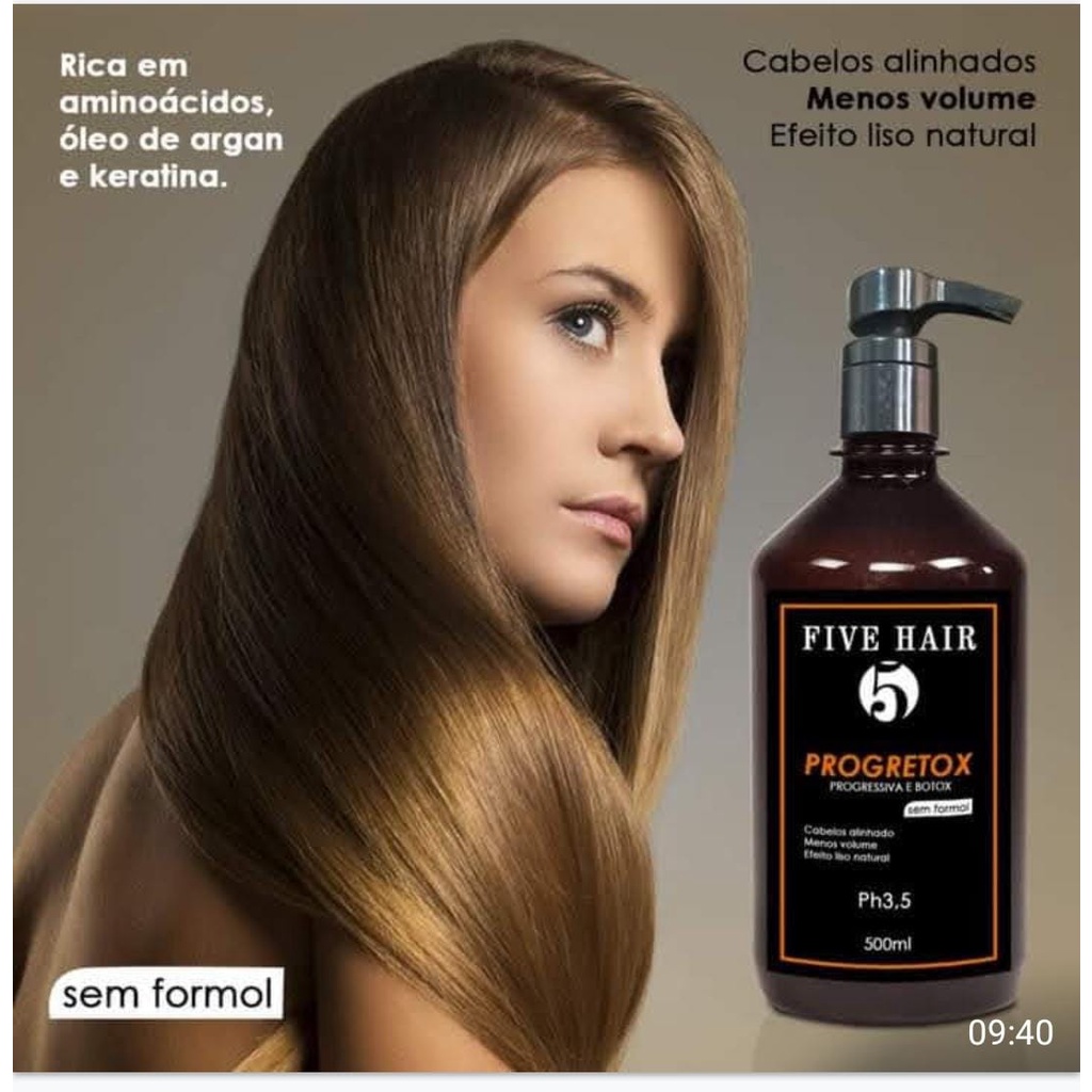 Escova Progressiva e Botox- Five Hair (progretox) 500 ml | Shopee Brasil