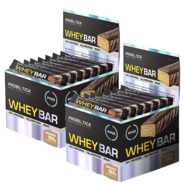 Kit 2x Whey Bar Protein 24un 40gr Probiotica