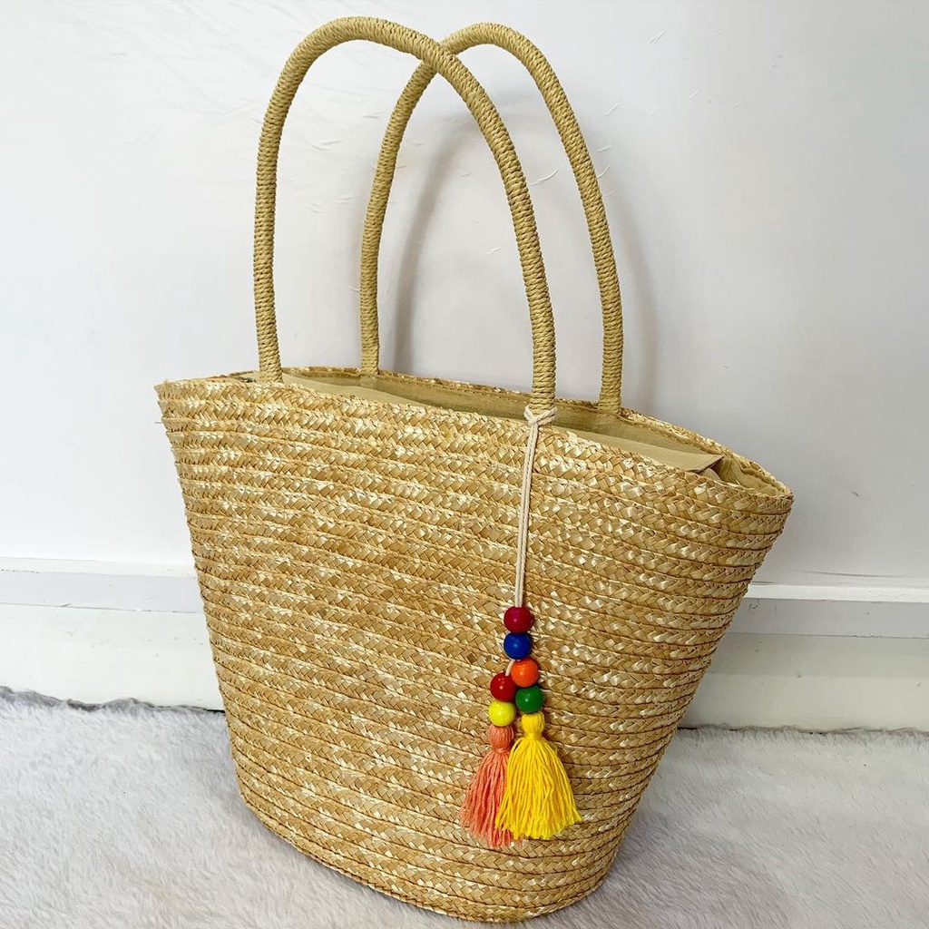 Bolsa de Praia Palha Natural artesanal com forro interno e al a de palha grande com bolso interno palha moderna Praia e Passeio Bolsa Ver o