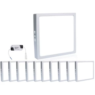 Kit 10 Painel Plafon Led Sobrepor 25w Quadrado Branco Frio