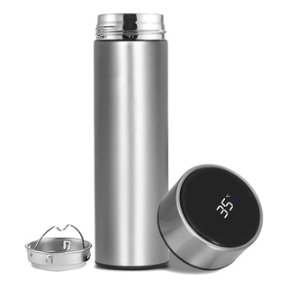 Garrafa Isotérmica Com Medidor De Temperatura Em Aço Inox 500ml REF: HM-195