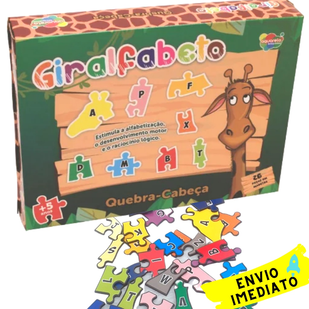 Quebra Cabeça Giralfabeto Alfabeto 26 peças em Madeira Brinquedo Educativo Quebra  Cabeça Infantil Alfabetização - GDkids Brinquedos Educativos e Pedagógicos