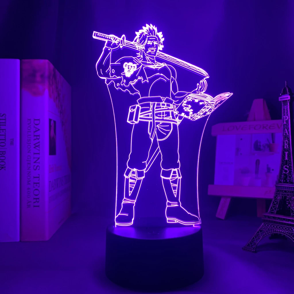 Anime Black Clover Yami Sukehiro Figure Lâmpada Led Noturna Jagermeister 16 Cores Sensor De Toque USB