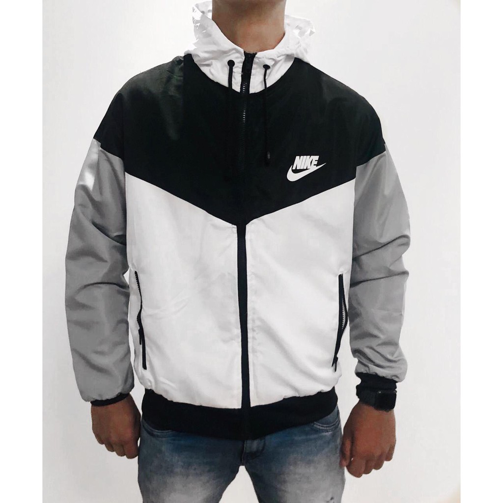 Corta vento nike preto branco sale e cinza