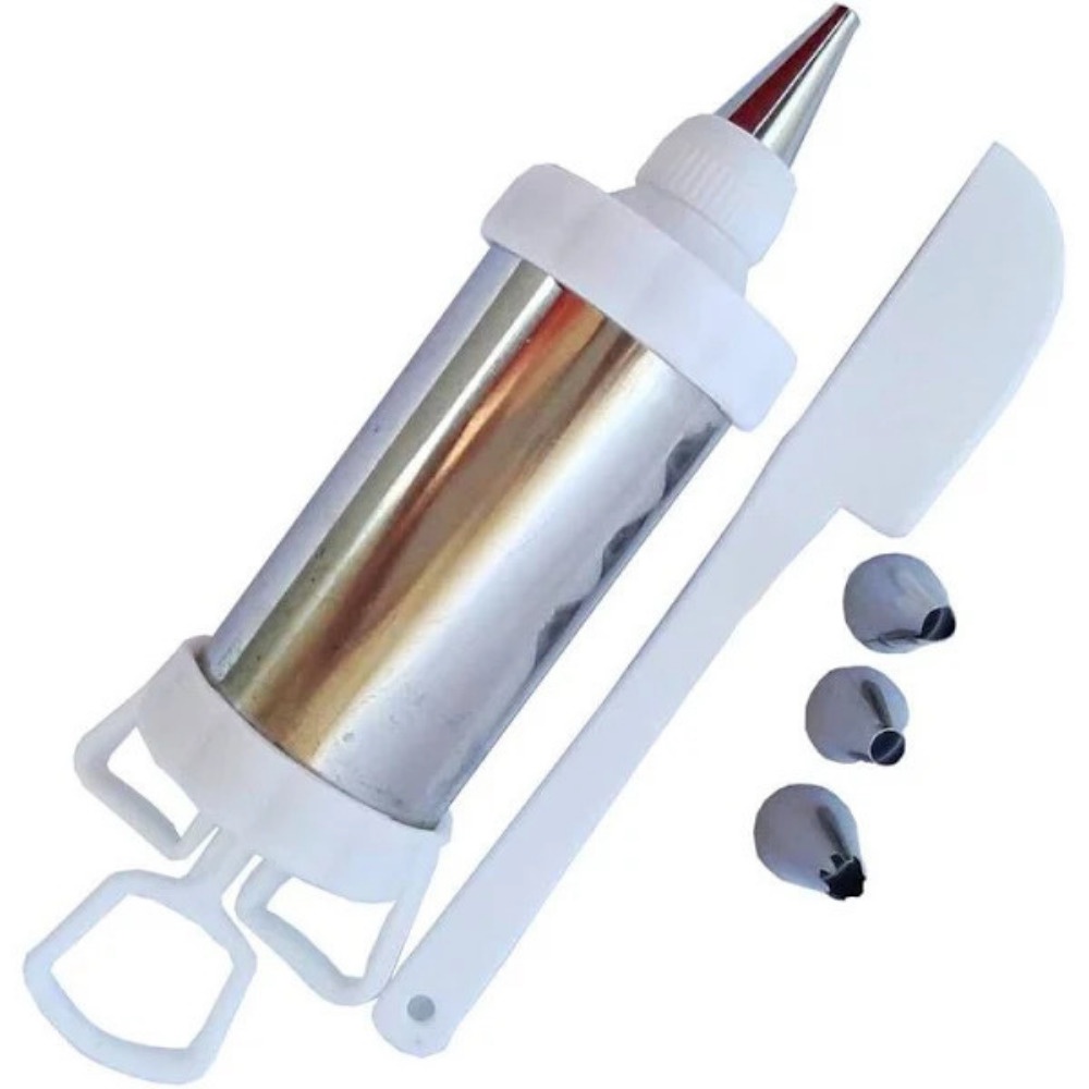Seringa Decorador Para Bolo Com 5 Peças Inox x Plastico Confeiteiro ...