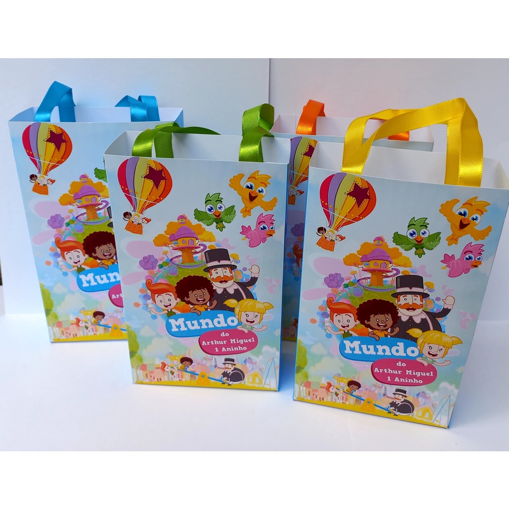 20 sacolinha surpresa personalizada Tema Mundo Bita