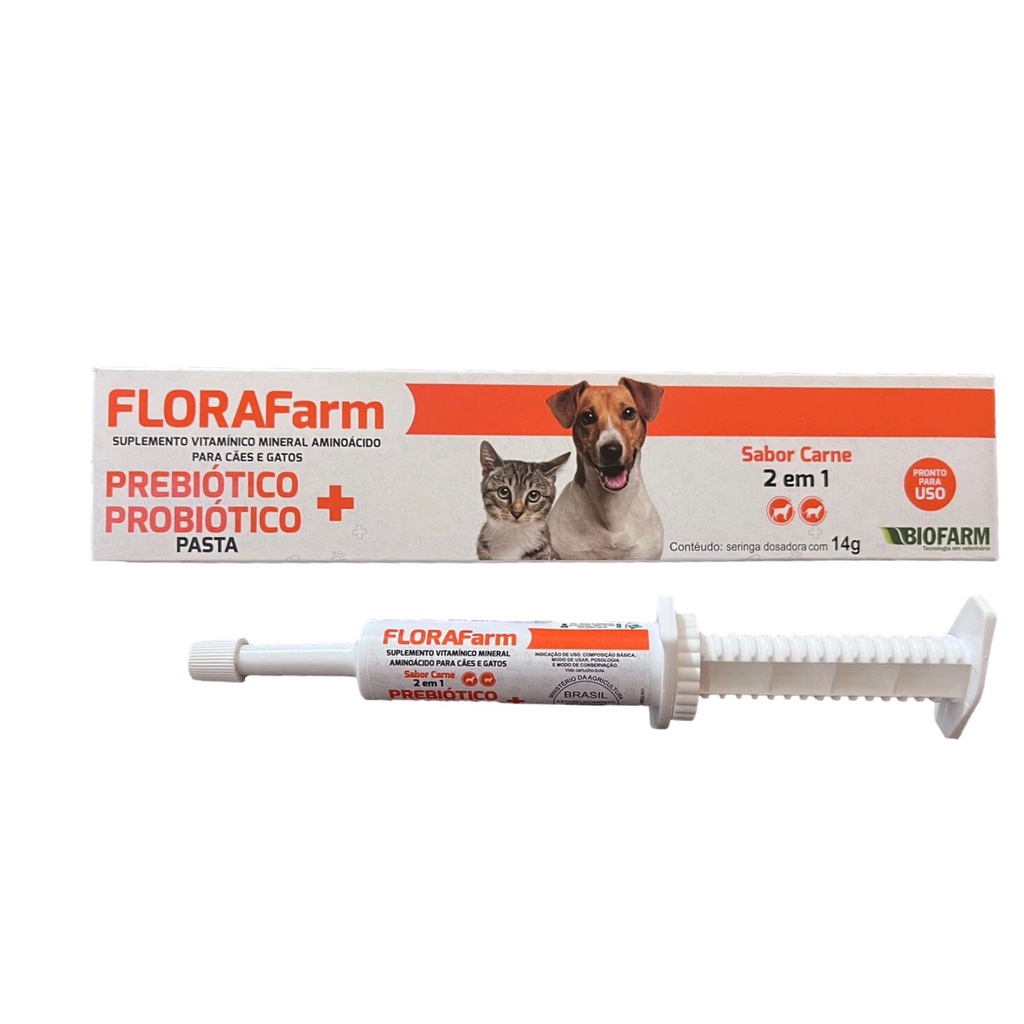 Prebiótico e Probiótico para cães e gatos - FloraFarm | Shopee Brasil