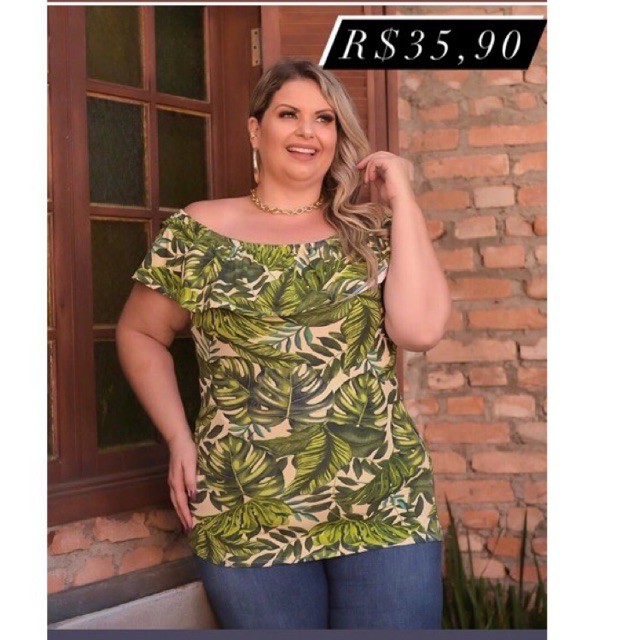 Blusa Plus Size Feminina Ciganinha Estampada - Estilo Próprio Moda