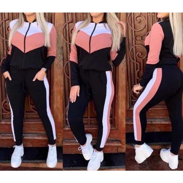 Conjunto Malha Crepe ziper com touca