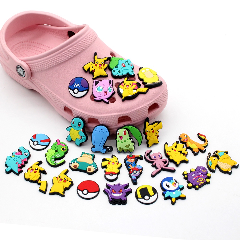 Encantos Decoração Sapato para Pokémon, Aleatório Sem Repetições, Pulseira  Acessórios, Pulseira Croc, Presentes Festa, 24Pcs