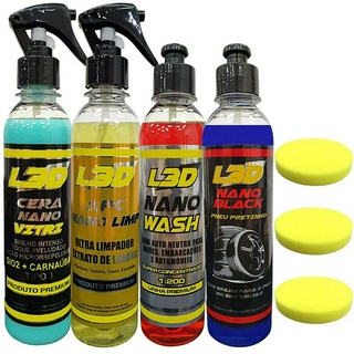 Cera Automotiva L3D / Pneu Pretinho / Shampoo Automotivo / Limpador e Higienizador APC
