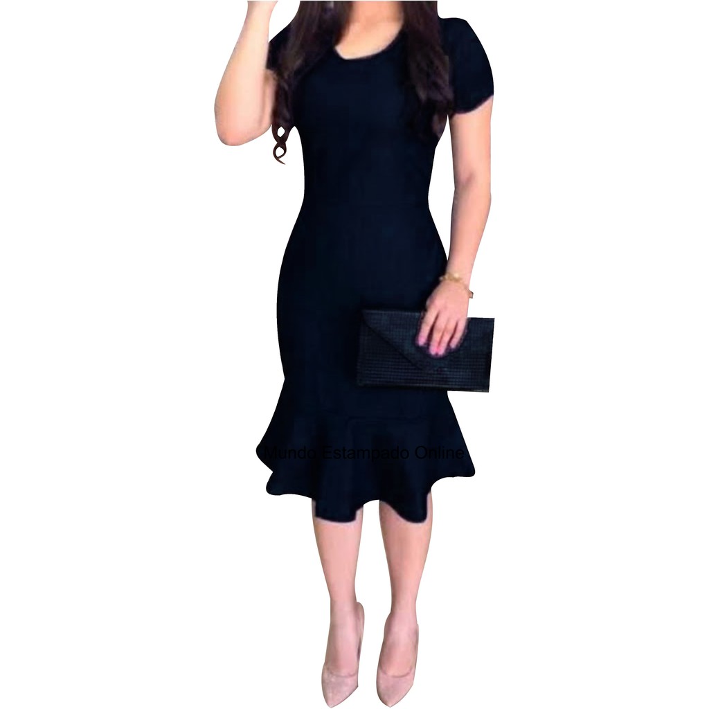 Vestido midi 2024 preto colado